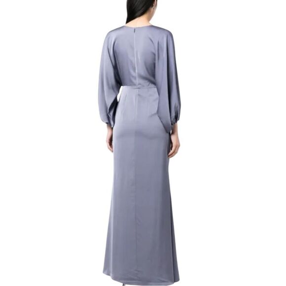 Sachin‎ & Babi Gabby Gown Size 6 Satin Crepe Beaded V-Neck A-Line Fornal Dress - Picture 3 of 16